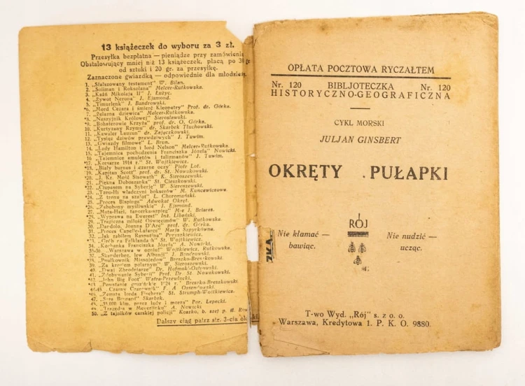 STARA KSIĄŻKA OKRĘTY PUŁAPKI J. GINSBERT