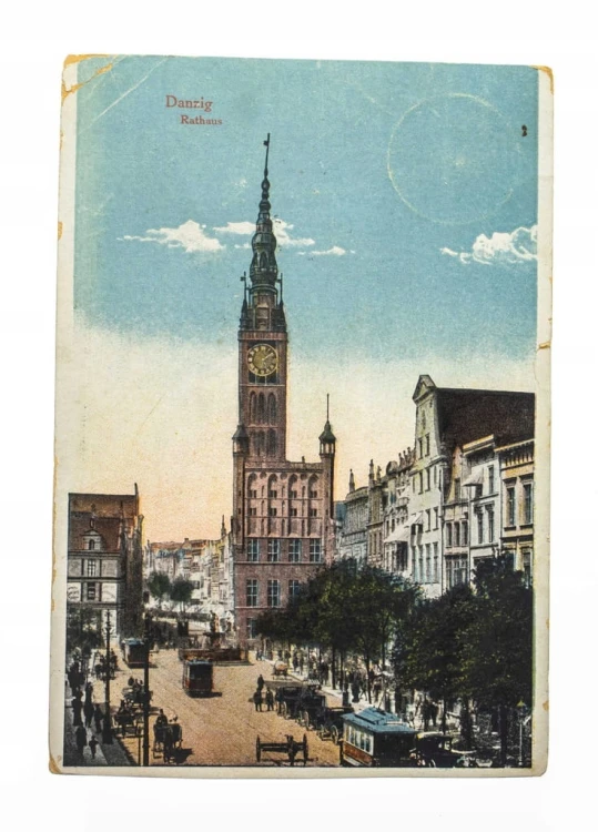 GDAŃSK - RATUSZ, TRAWMAJ, RYNEK 1919