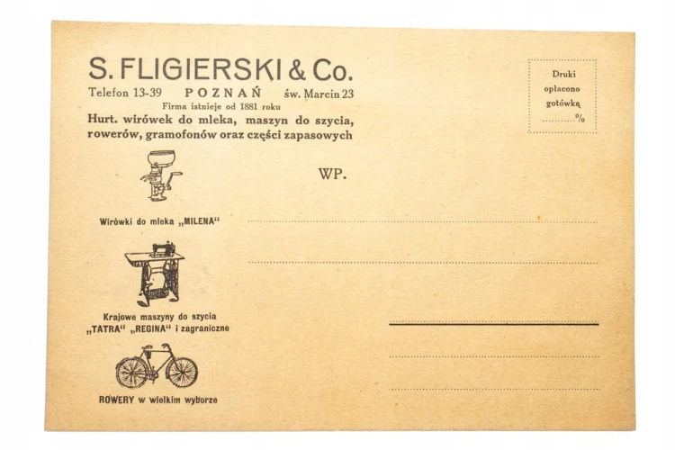 POCZTÓWKA POZNAŃ - S. FLIGIERSKI & Co. 1947