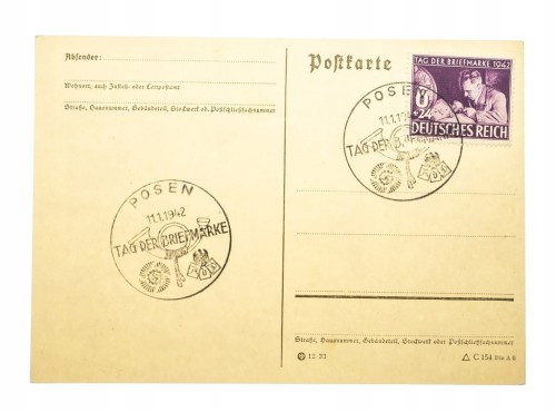 POZNAŃ - STEMPEL TAG DER BRIEFMARKE 1942