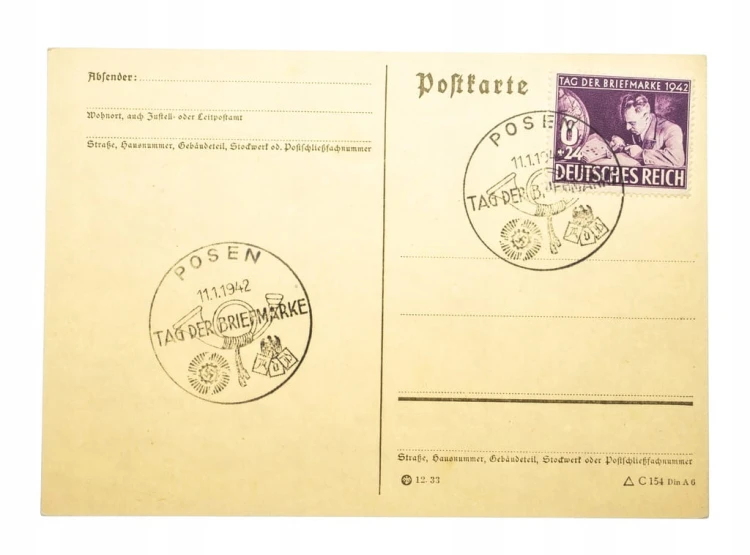 POZNAŃ - STEMPEL TAG DER BRIEFMARKE 1942