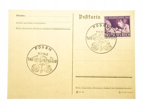 POZNAŃ - STEMPEL TAG DER BRIEFMARKE 1942