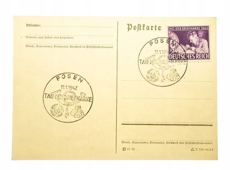 POZNAŃ - STEMPEL TAG DER BRIEFMARKE 1942