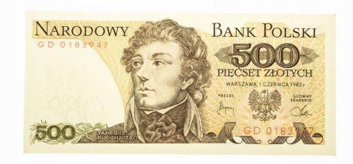 500 ZŁOTYCH 1.06.1982, seria GD st.1-