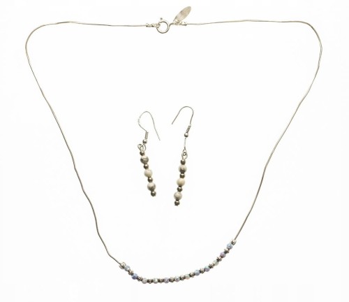 STARY SREBRNY NASZYJNIK Z KOLCZYKAMI 925