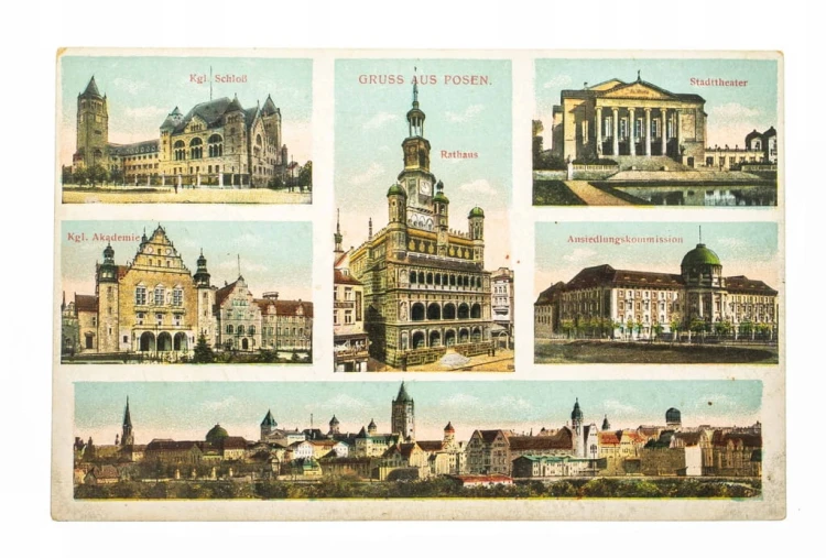 POZNAŃ - ZAMEK, RATUSZ, TEATR, UAM, FELDPOST 1917