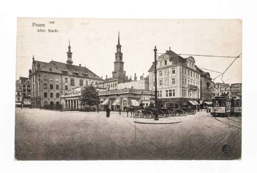 POZNAŃ - RYNEK, RATUSZ, TRAMWAJ, FELDPOST 1918