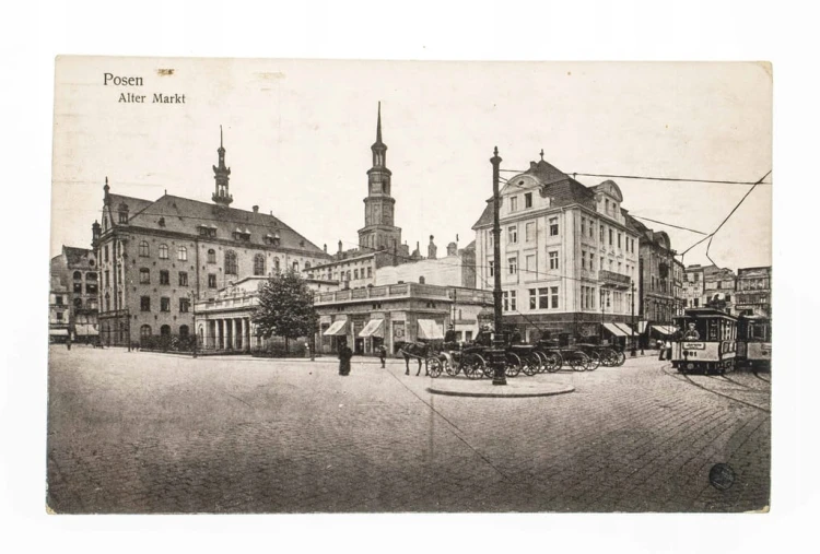 POZNAŃ - RYNEK, RATUSZ, TRAMWAJ, FELDPOST 1918