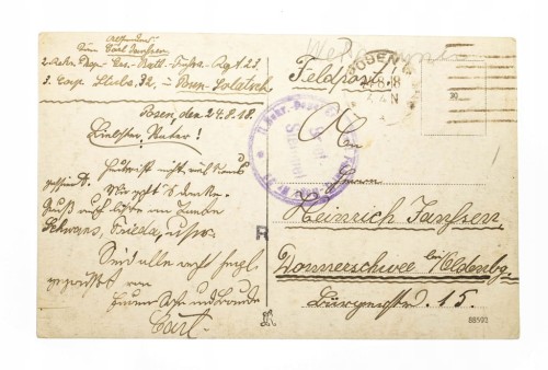 POZNAŃ - RYNEK, RATUSZ, TRAMWAJ, FELDPOST 1918