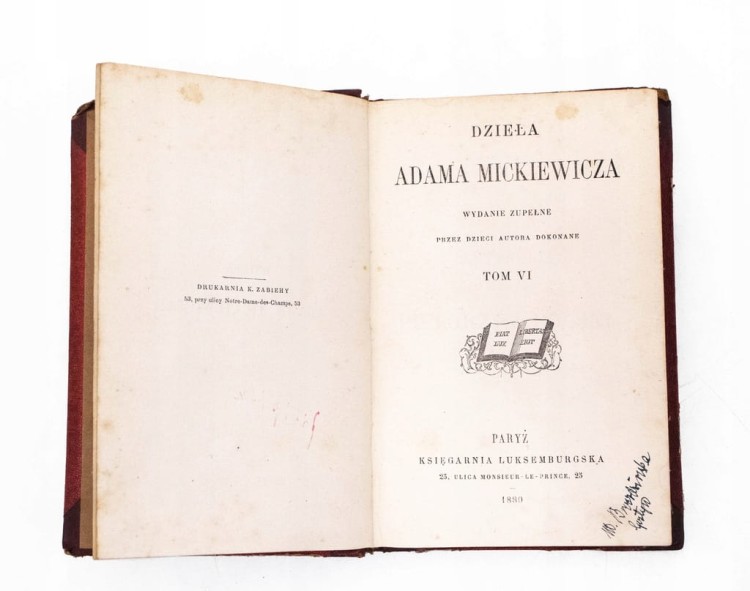 STARA KSIĄŻKA DZIEŁA ADAMA MICKIEWICZA TOM VI, PARYŻ 1880