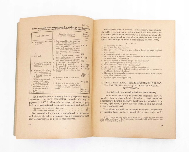 STARA KSIĄŻKA BUDOWA I EKSPLOATACJA LINII KABLOWYCH 1952