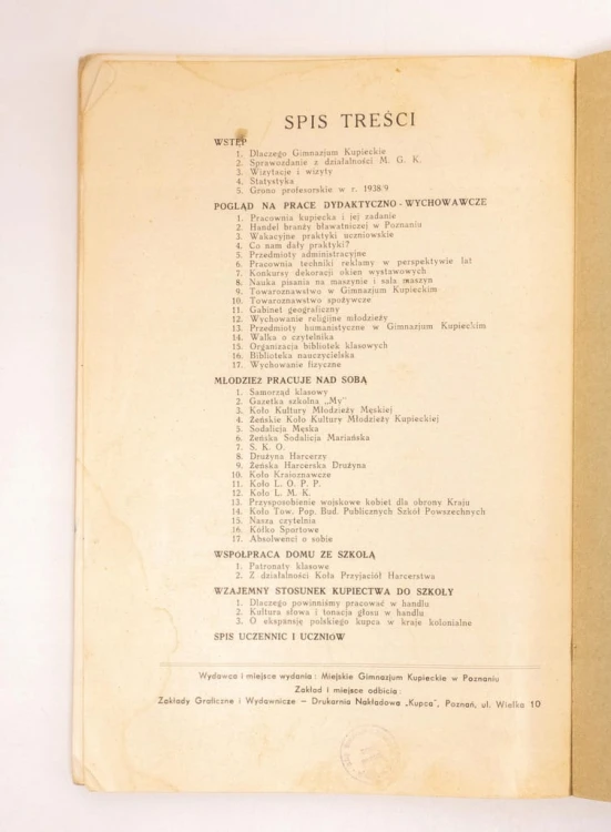 SPRAWOZDANIE MIEJ. GIM. KUPIECKIEGO POZNAŃ 1935-39