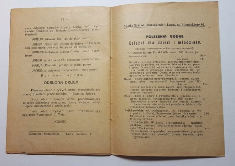 TRZECI MAJA BIBLIOTECZKA TEATRALNA LWÓW 1928