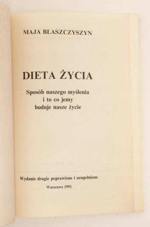 STARA KSIĄŻKA DIETA ŻYCIA M. BŁASZCZYSZYN 1991