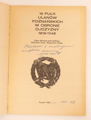 STARA KSIĄŻKA 15 PUŁK UŁANÓW POZNAŃSKICH 1982