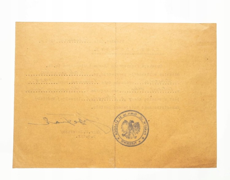 ZAŚWIADCZENIE BYCIA UCZNIEM - LICEUM PLESZEW 1945