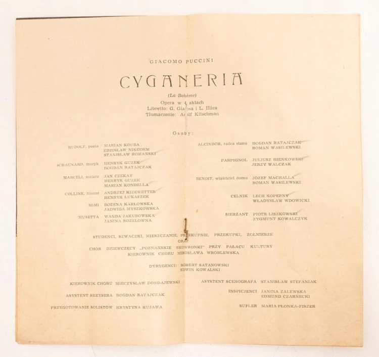 STARY PROGRAM CYGANERIA OPERA POZNAŃ 1966