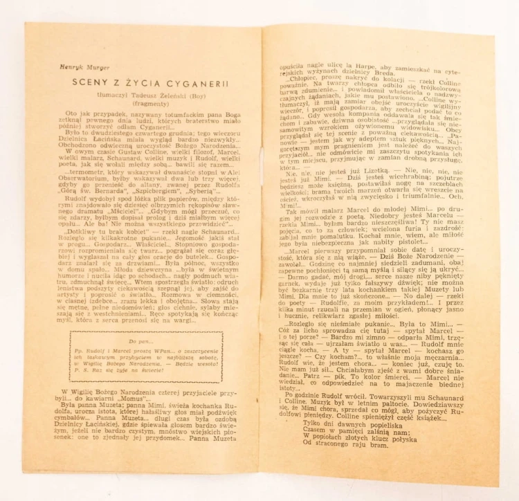 STARY PROGRAM CYGANERIA OPERA POZNAŃ 1966