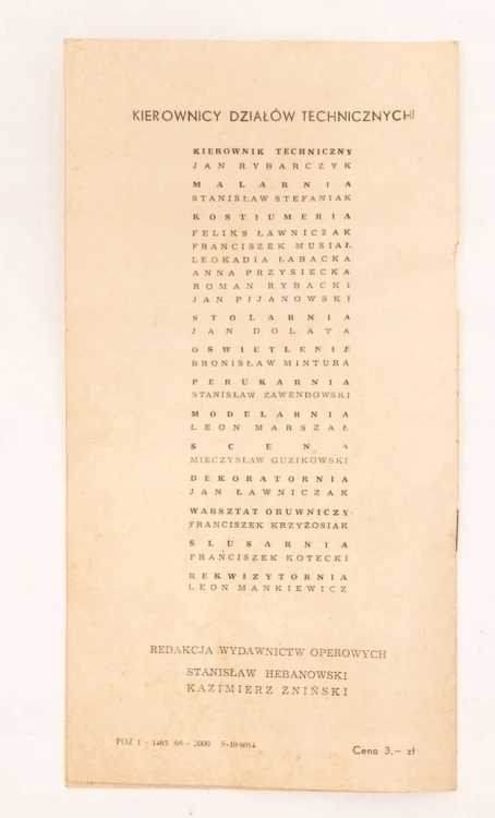 STARY PROGRAM CYGANERIA OPERA POZNAŃ 1966