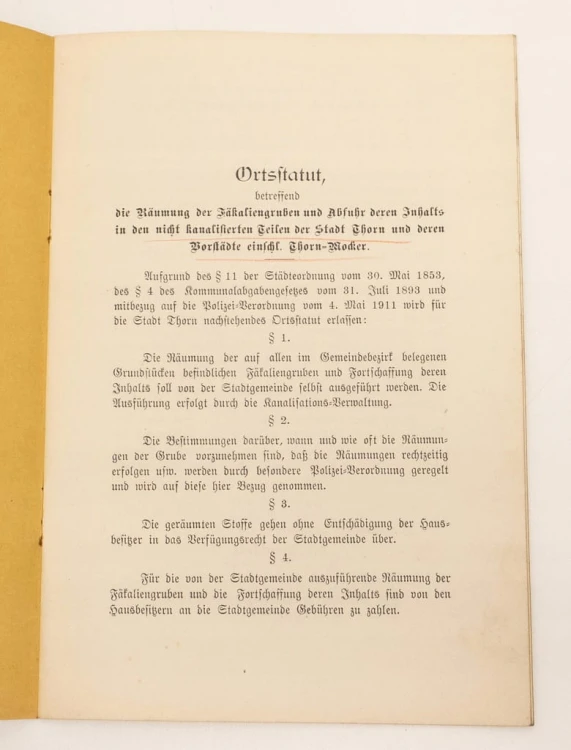 TORUŃ POCZ. XX w. - ROZPORZĄDZENIE NIEMIECKIE