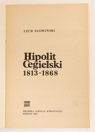 STARA KSIĄŻKA HIPOLIT CEGIELSKI 1983