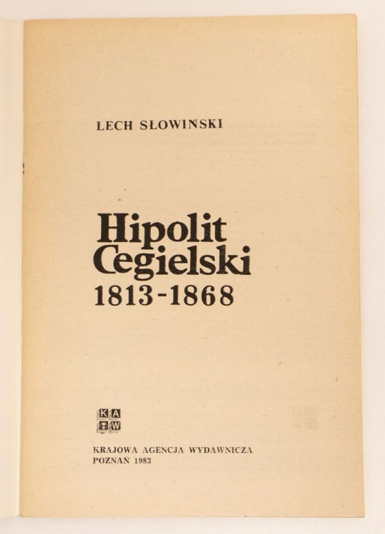 STARA KSIĄŻKA HIPOLIT CEGIELSKI 1983