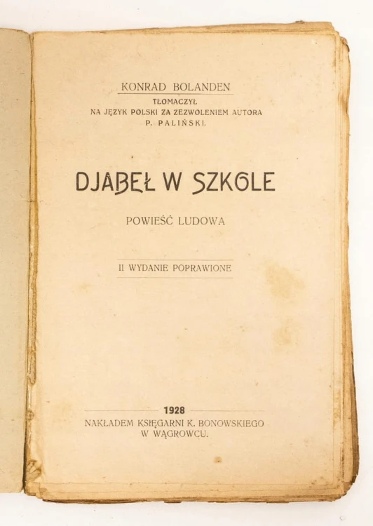 STARA KSIĄŻKA DIABEŁ W SZKOLE 1928