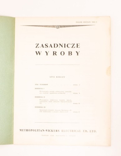 STARA KSIĄŻKA WYROBY METROPOLITAN ELECTRICAL