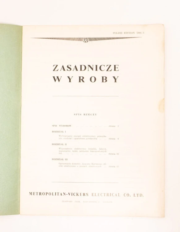 STARA KSIĄŻKA WYROBY METROPOLITAN ELECTRICAL