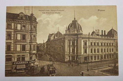 POZNAŃ Friedrichstrasse Sklepy Poczta TRAMWAJ 1916