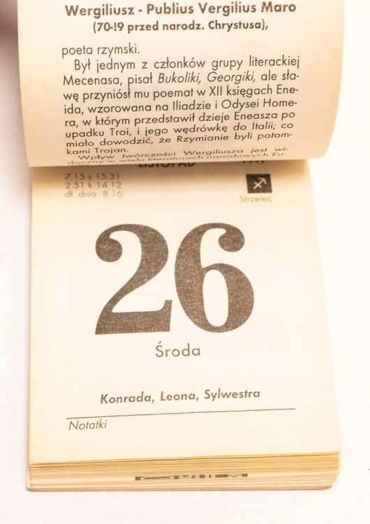 STARY KALENDARZ PAŹDZIERNIK-GRUDZIEŃ 1997