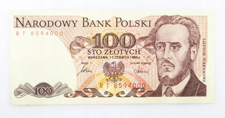 100 ZŁOTYCH 1986 ROK s. RT st. 1-
