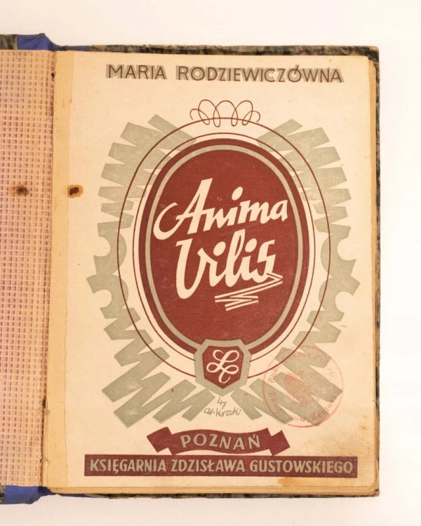 STARA KSIĄŻKA ANIMA VILIS RODZIEWICZÓWNA 1947