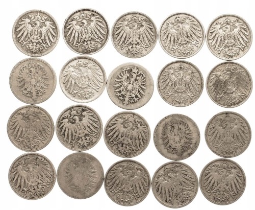 NIEMCY ZESTAW MONET 10 PF (20 SZTUK) 1874-1914