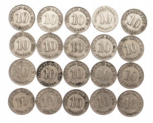 NIEMCY ZESTAW MONET 10 PF (20 SZTUK) 1875-1915