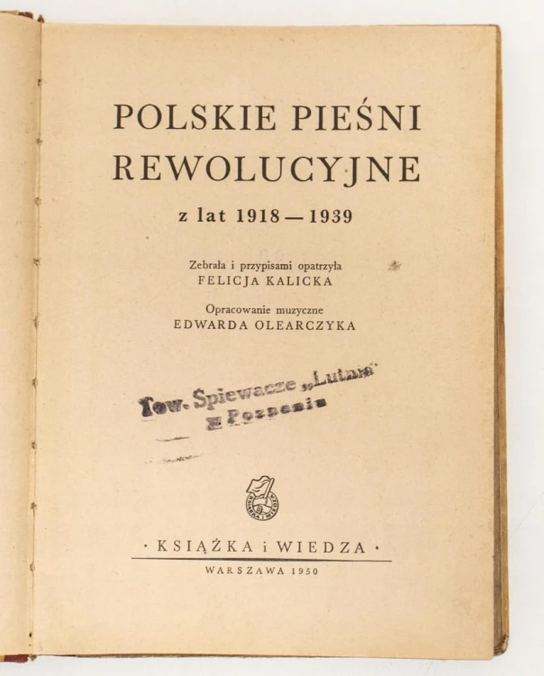 STARA KSIĄŻKA POLSKIE PIEŚNI REWOLUCYJNE 1950