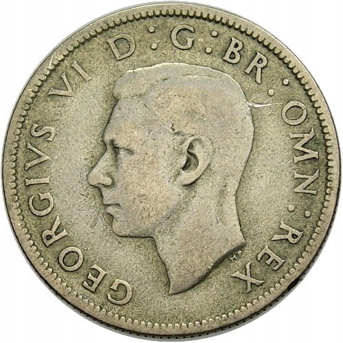 ANGLIA JERZY VI, 2 SHILLING 1945 ROK st.3 ,SREBRO