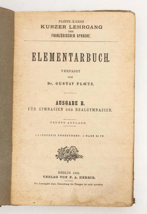 STARA KSIĄŻKA NIEMIECKA PODSTAWY FRANCUSKIEGO 1909
