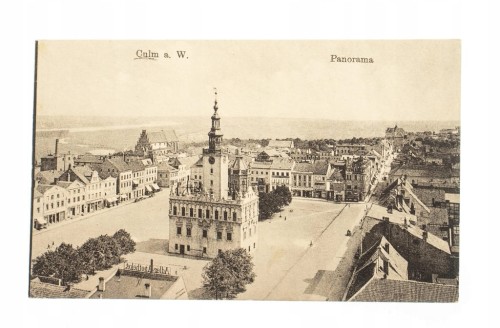 CHEŁMNO - RYNEK, RATUSZ, PANORAMA 1918