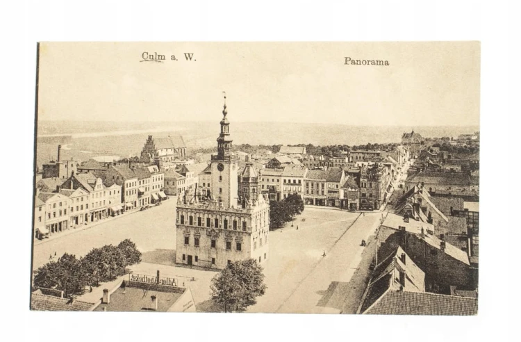 CHEŁMNO - RYNEK, RATUSZ, PANORAMA 1918