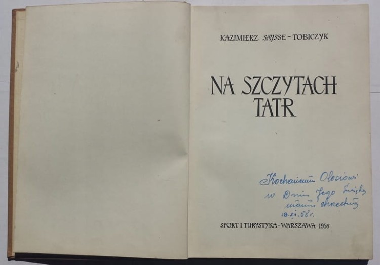 STARA KSIĄŻKA NA SZCZYTACH TATR 1956