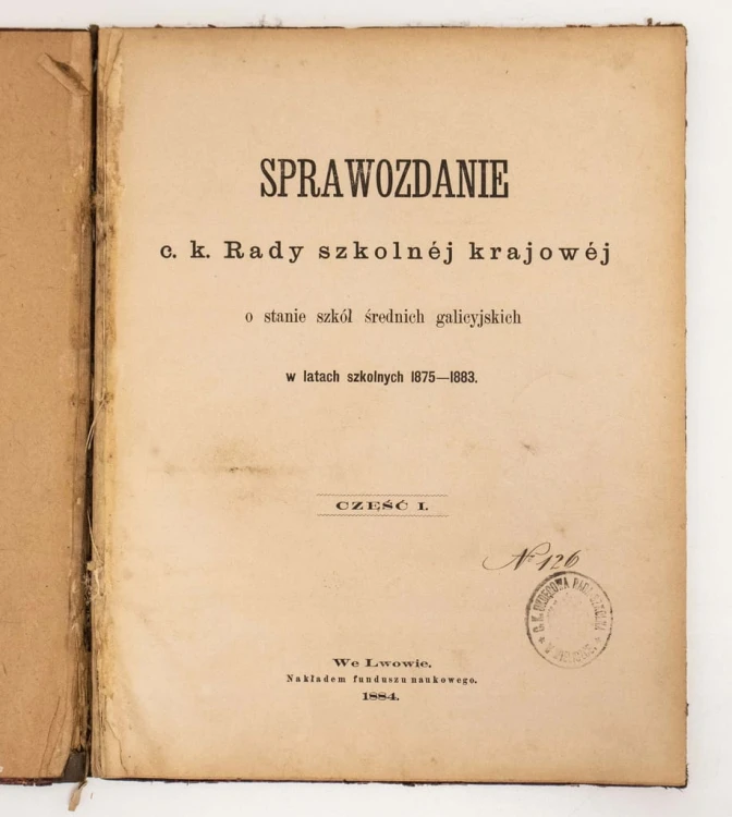 SPRAWOZDANIE SZKÓŁ ŚREDNICH GALICYJSKICH 1884