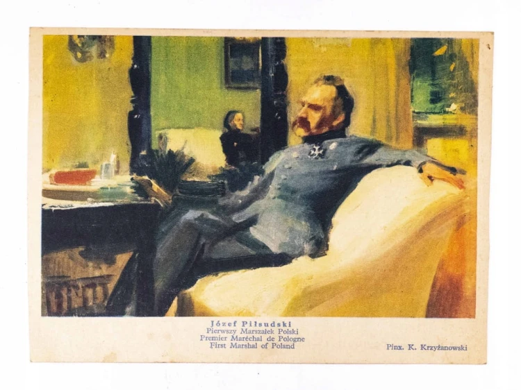 STARA POCZTÓWKA - JÓZEF PIŁSUDSKI, mal. KRZYŻANOWSKI 1932