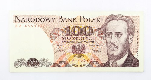 100 ZŁOTYCH 1986 ROK s. SA st. 1-