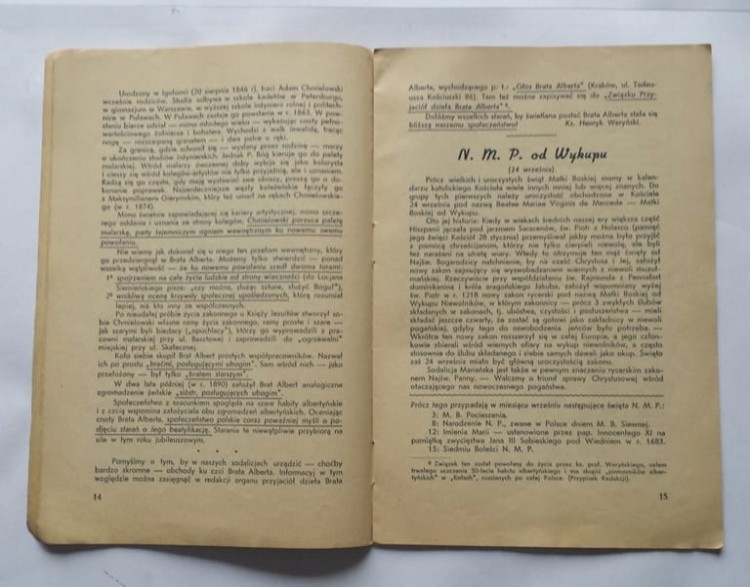 STARY MIESIĘCZNIK CZEŚĆ MARYI WRZESIEŃ 1938 NR 1