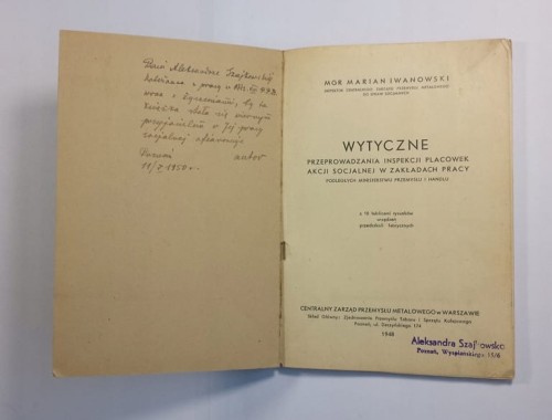 STARA KSIĄŻKA INSPEKCJA W ZAKŁADACH PRACY 1948
