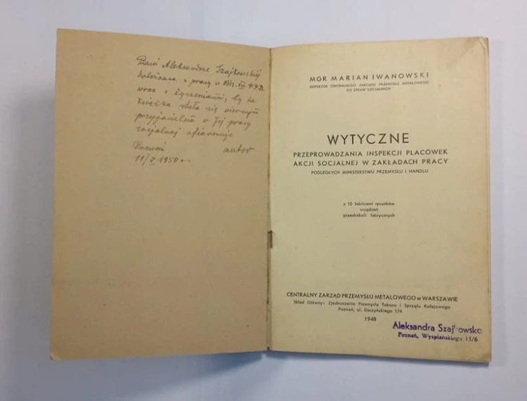 STARA KSIĄŻKA INSPEKCJA W ZAKŁADACH PRACY 1948