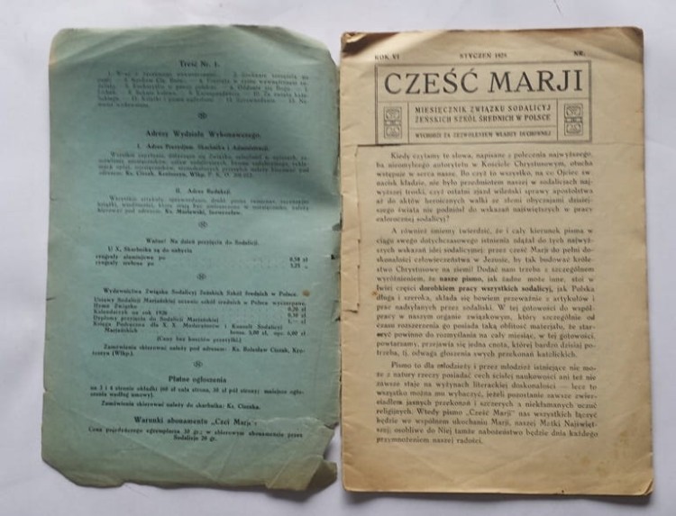 STARY MIESIĘCZNIK CZEŚĆ MARYI STYCZEŃ 1928 NR 1