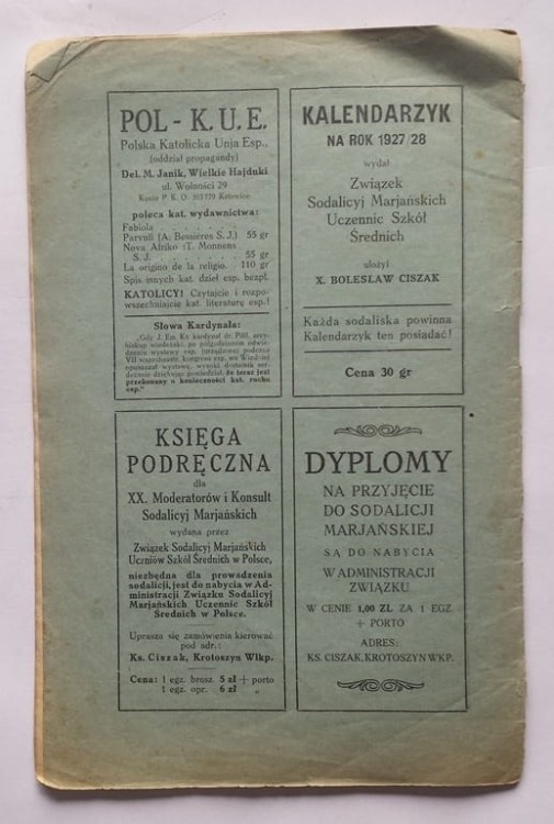 STARY MIESIĘCZNIK CZEŚĆ MARYI STYCZEŃ 1928 NR 1
