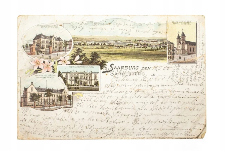 SAARBURG - PANORAMA, KOMENDA, KOŚCIÓŁ 1900